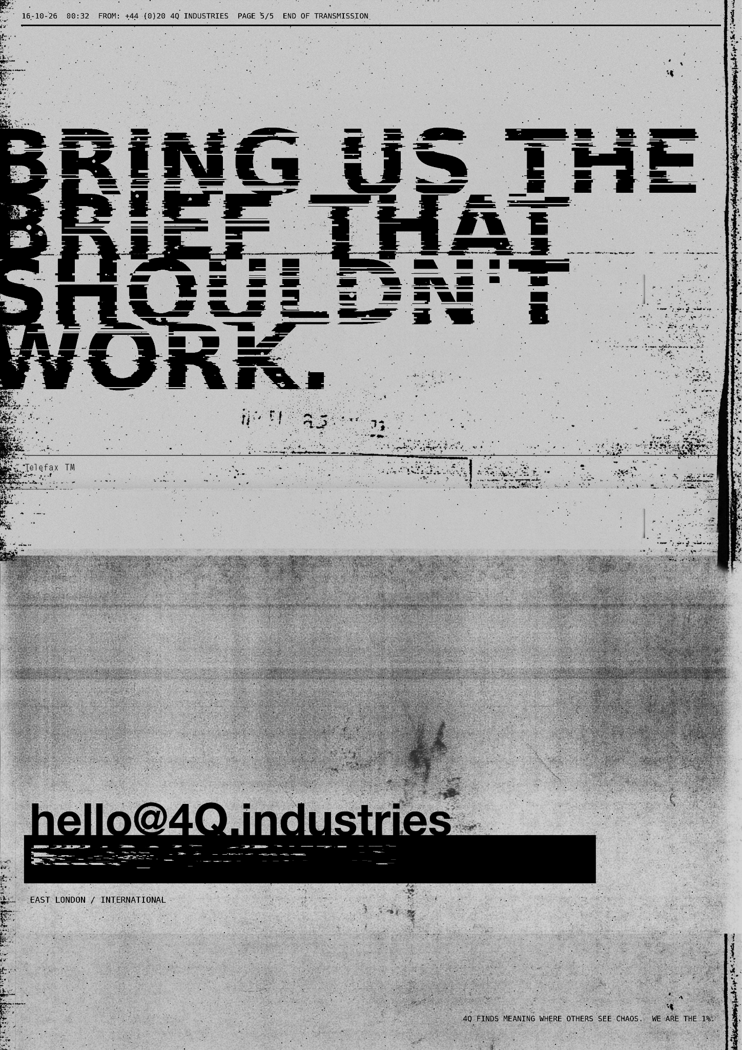 Distressed fax page: Let's make something impossible.
